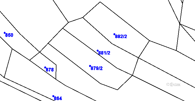 Parcela st. 881/2 v KÚ Ústí u Vsetína, Katastrální mapa