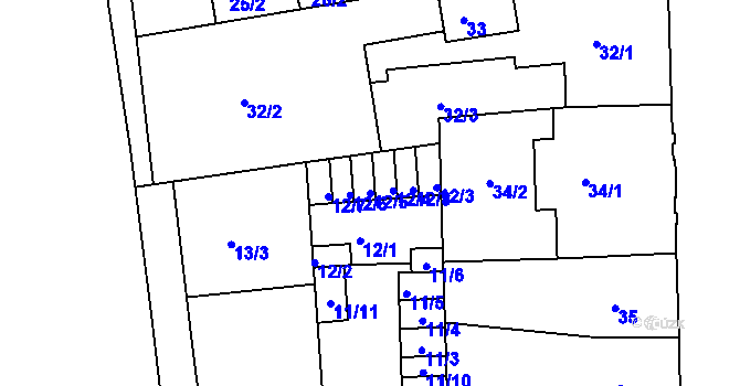 Parcela st. 12/5 v KÚ Ústí nad Labem, Katastrální mapa