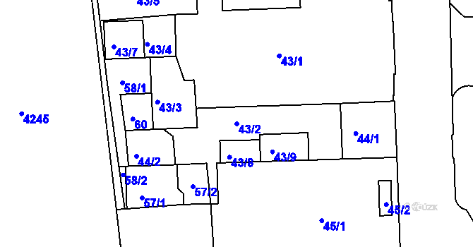 Parcela st. 43/2 v KÚ Ústí nad Labem, Katastrální mapa