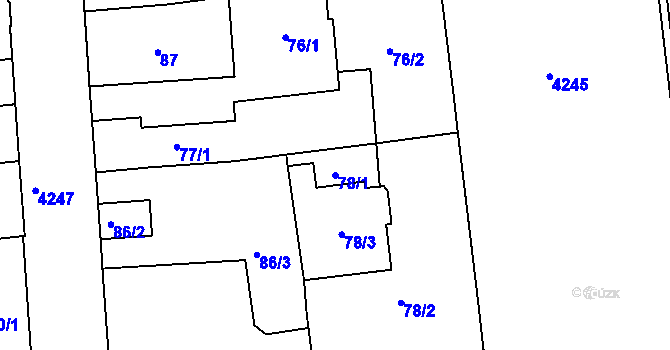 Parcela st. 78/1 v KÚ Ústí nad Labem, Katastrální mapa
