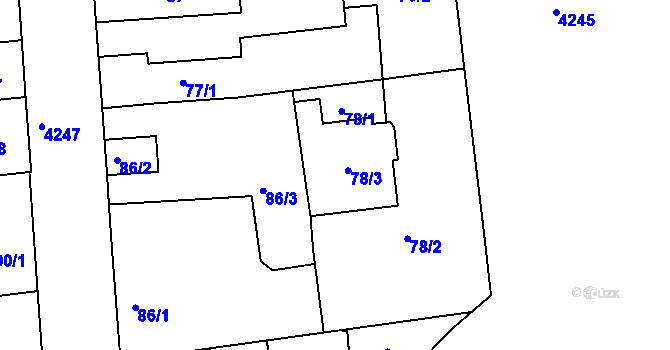 Parcela st. 78/3 v KÚ Ústí nad Labem, Katastrální mapa