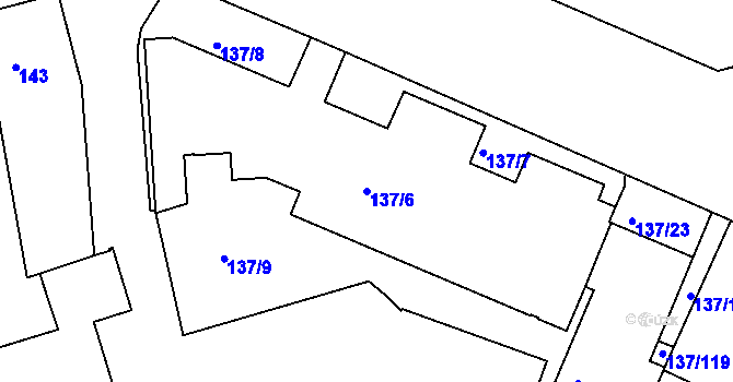 Parcela st. 137/6 v KÚ Ústí nad Labem, Katastrální mapa