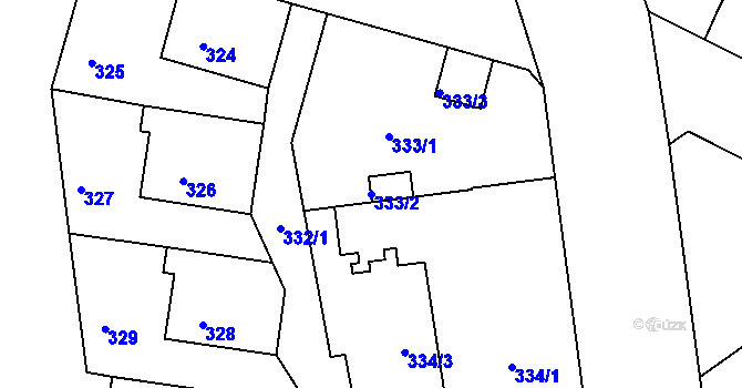 Parcela st. 333/2 v KÚ Ústí nad Labem, Katastrální mapa