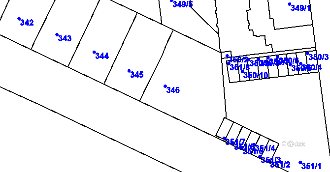 Parcela st. 346 v KÚ Ústí nad Labem, Katastrální mapa
