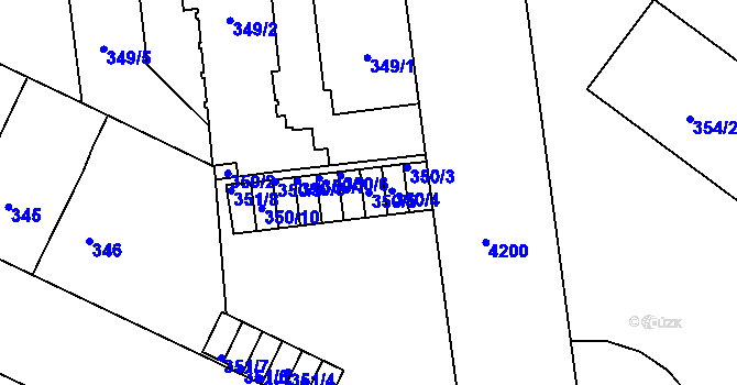 Parcela st. 350/5 v KÚ Ústí nad Labem, Katastrální mapa