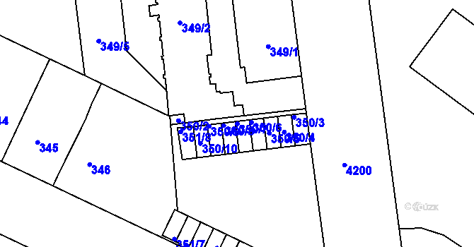 Parcela st. 350/7 v KÚ Ústí nad Labem, Katastrální mapa