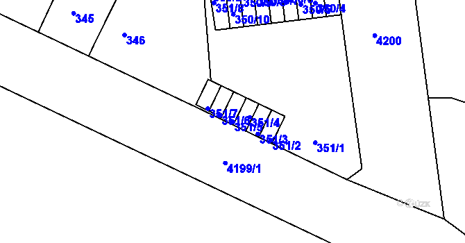 Parcela st. 351/5 v KÚ Ústí nad Labem, Katastrální mapa
