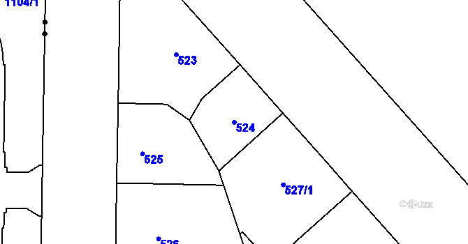 Parcela st. 524 v KÚ Ústí nad Labem, Katastrální mapa