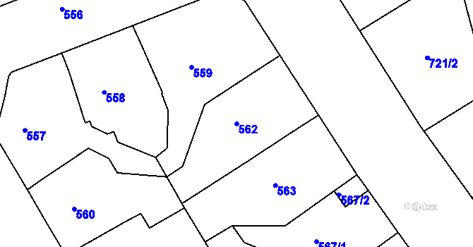 Parcela st. 562 v KÚ Ústí nad Labem, Katastrální mapa