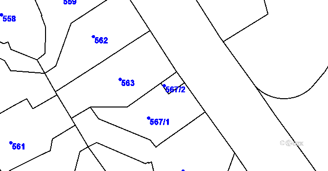 Parcela st. 567/2 v KÚ Ústí nad Labem, Katastrální mapa