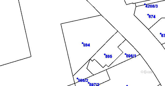 Parcela st. 594 v KÚ Ústí nad Labem, Katastrální mapa