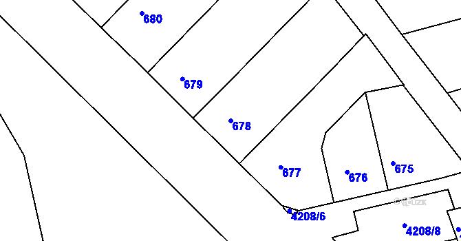 Parcela st. 678 v KÚ Ústí nad Labem, Katastrální mapa