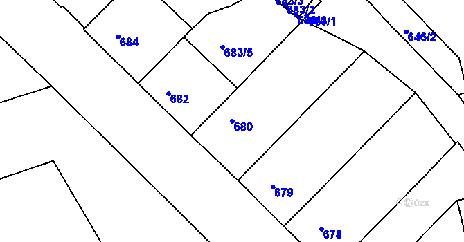 Parcela st. 680 v KÚ Ústí nad Labem, Katastrální mapa