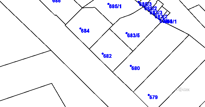 Parcela st. 682 v KÚ Ústí nad Labem, Katastrální mapa