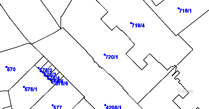Parcela st. 720/1 v KÚ Ústí nad Labem, Katastrální mapa