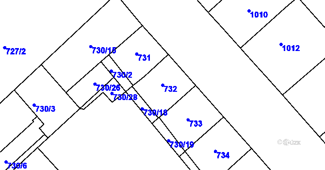 Parcela st. 732 v KÚ Ústí nad Labem, Katastrální mapa
