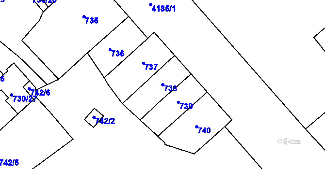 Parcela st. 738 v KÚ Ústí nad Labem, Katastrální mapa