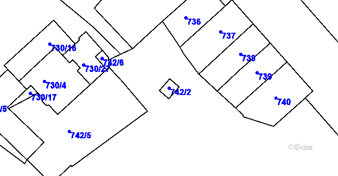 Parcela st. 742/2 v KÚ Ústí nad Labem, Katastrální mapa