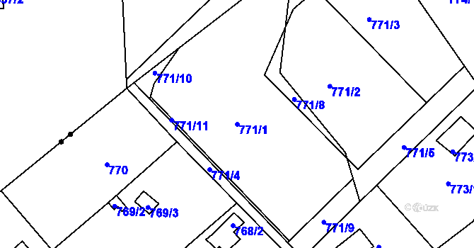 Parcela st. 771/1 v KÚ Ústí nad Labem, Katastrální mapa