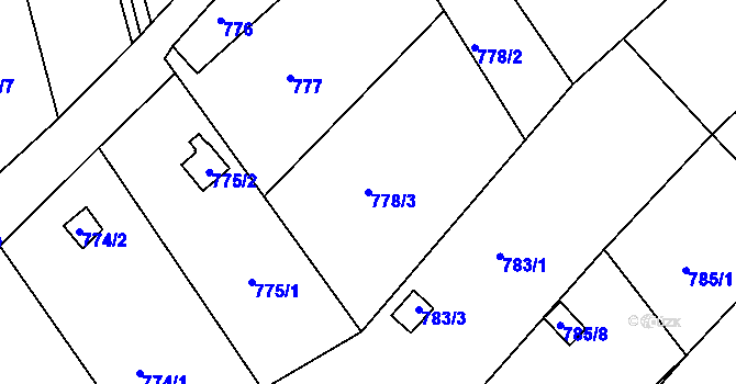Parcela st. 778/3 v KÚ Ústí nad Labem, Katastrální mapa