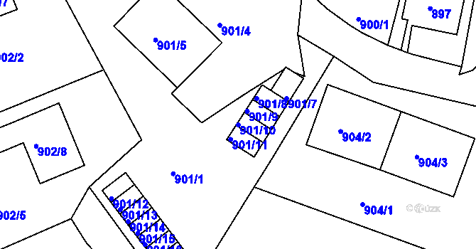 Parcela st. 901/10 v KÚ Ústí nad Labem, Katastrální mapa