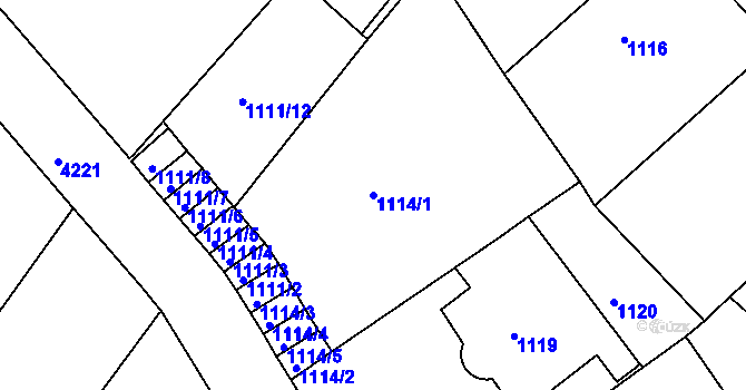 Parcela st. 1114/1 v KÚ Ústí nad Labem, Katastrální mapa