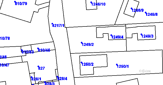 Parcela st. 1249/2 v KÚ Ústí nad Labem, Katastrální mapa