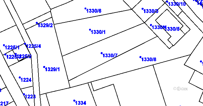 Parcela st. 1330/7 v KÚ Ústí nad Labem, Katastrální mapa