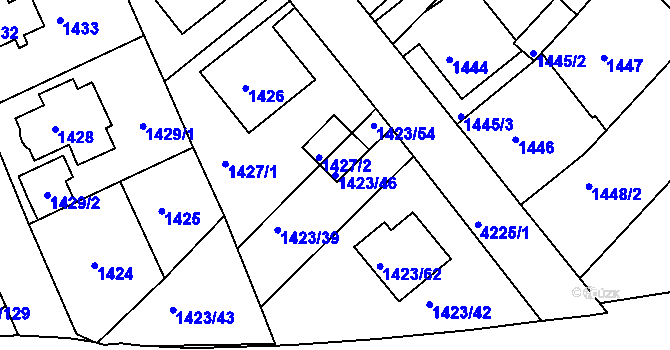 Parcela st. 1423/46 v KÚ Ústí nad Labem, Katastrální mapa