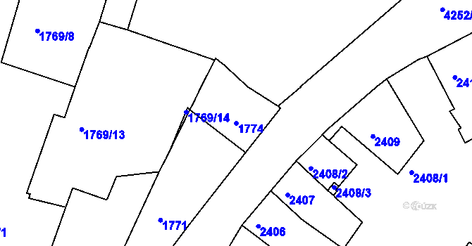 Parcela st. 1774 v KÚ Ústí nad Labem, Katastrální mapa