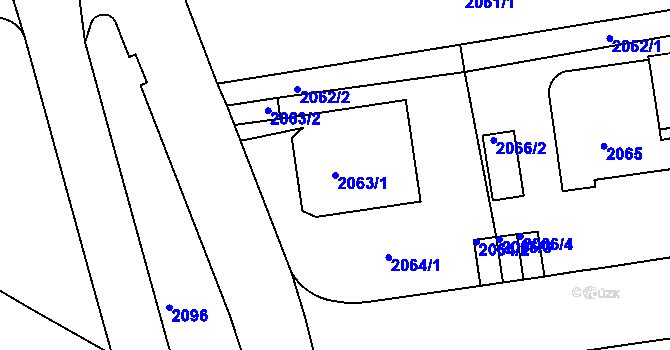 Parcela st. 2063/1 v KÚ Ústí nad Labem, Katastrální mapa