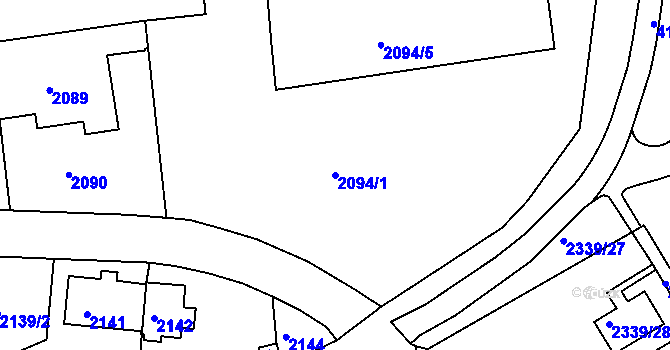 Parcela st. 2094/1 v KÚ Ústí nad Labem, Katastrální mapa