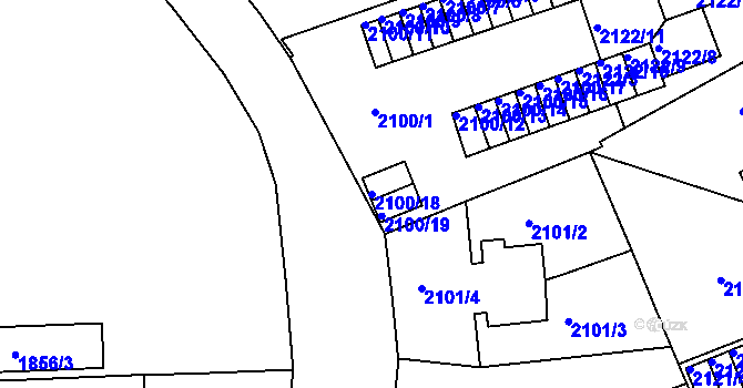 Parcela st. 2100/18 v KÚ Ústí nad Labem, Katastrální mapa