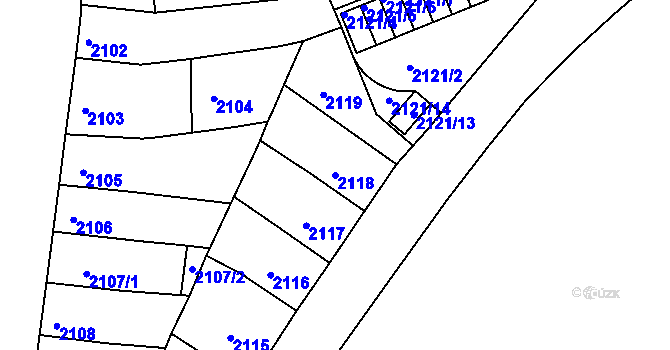 Parcela st. 2118 v KÚ Ústí nad Labem, Katastrální mapa