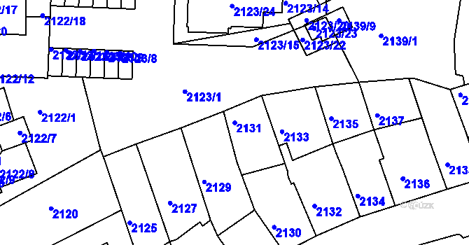 Parcela st. 2131 v KÚ Ústí nad Labem, Katastrální mapa