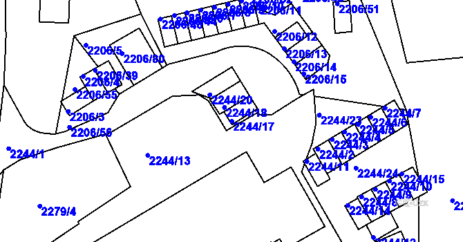 Parcela st. 2244/17 v KÚ Ústí nad Labem, Katastrální mapa