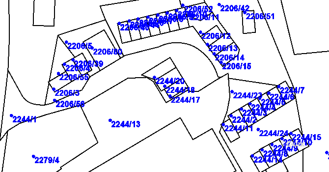 Parcela st. 2244/18 v KÚ Ústí nad Labem, Katastrální mapa