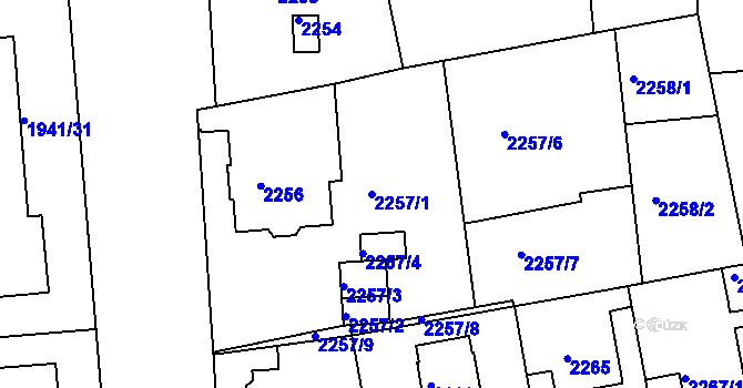 Parcela st. 2257/1 v KÚ Ústí nad Labem, Katastrální mapa