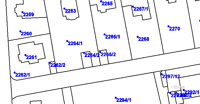 Parcela st. 2266/2 v KÚ Ústí nad Labem, Katastrální mapa