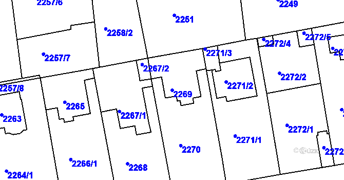 Parcela st. 2269 v KÚ Ústí nad Labem, Katastrální mapa