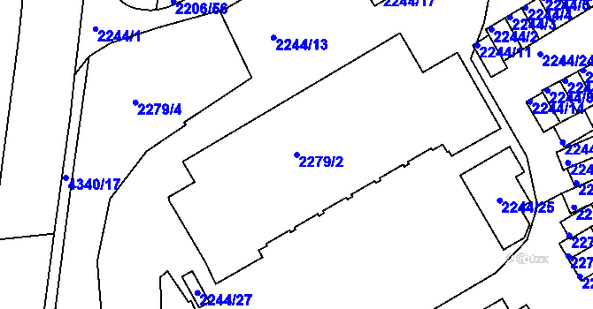Parcela st. 2279/2 v KÚ Ústí nad Labem, Katastrální mapa