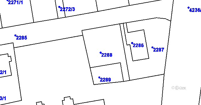 Parcela st. 2288 v KÚ Ústí nad Labem, Katastrální mapa