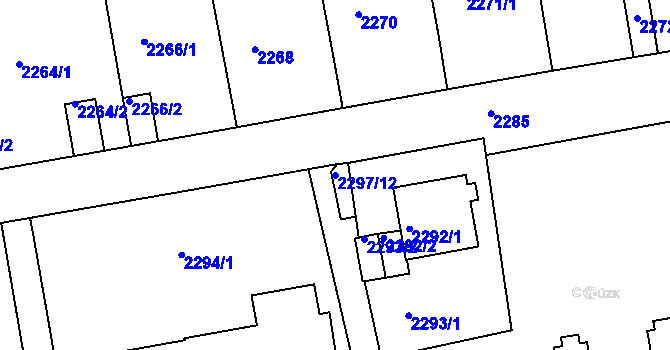 Parcela st. 2297/12 v KÚ Ústí nad Labem, Katastrální mapa