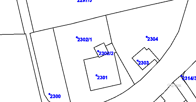 Parcela st. 2302/2 v KÚ Ústí nad Labem, Katastrální mapa