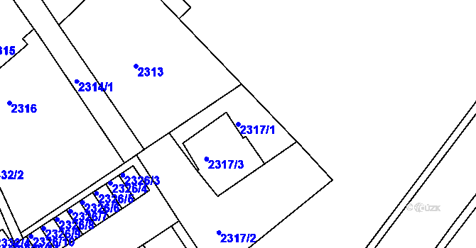 Parcela st. 2317/1 v KÚ Ústí nad Labem, Katastrální mapa