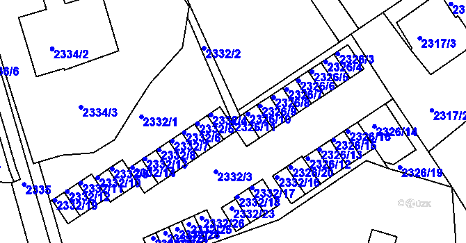 Parcela st. 2326/11 v KÚ Ústí nad Labem, Katastrální mapa