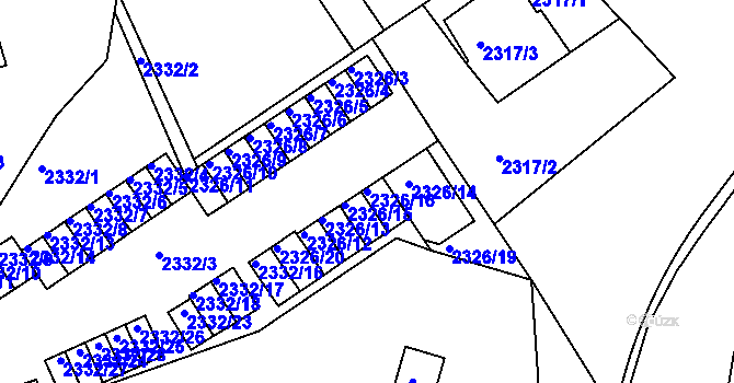 Parcela st. 2326/16 v KÚ Ústí nad Labem, Katastrální mapa