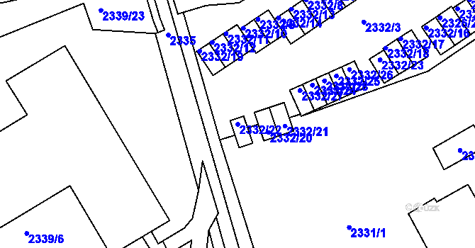 Parcela st. 2332/22 v KÚ Ústí nad Labem, Katastrální mapa