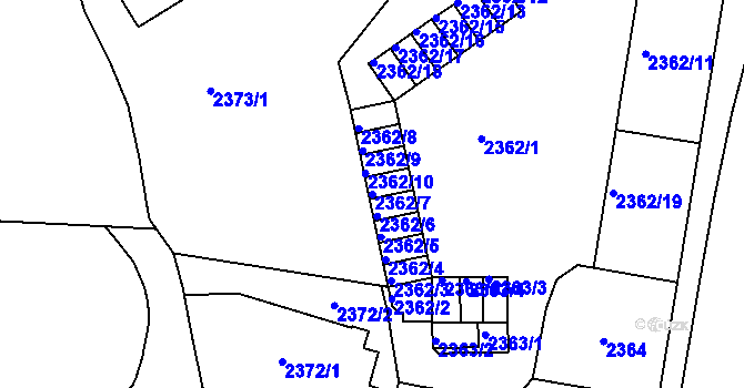 Parcela st. 2362/7 v KÚ Ústí nad Labem, Katastrální mapa