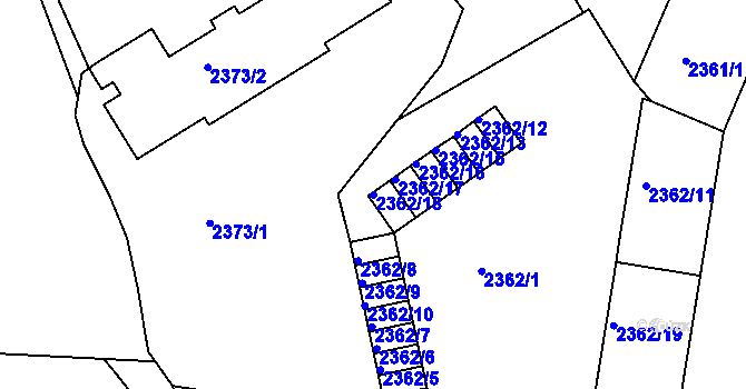 Parcela st. 2362/18 v KÚ Ústí nad Labem, Katastrální mapa